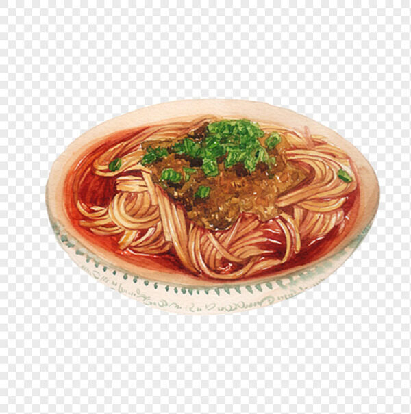 手绘日式大排番茄拉面免抠汤面图