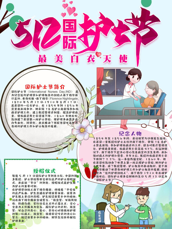 可爱5.12国际护士节护士节介绍手抄报