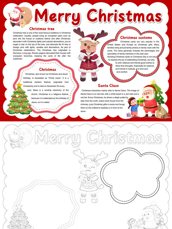 可爱Merry Christmas圣诞习俗手抄报