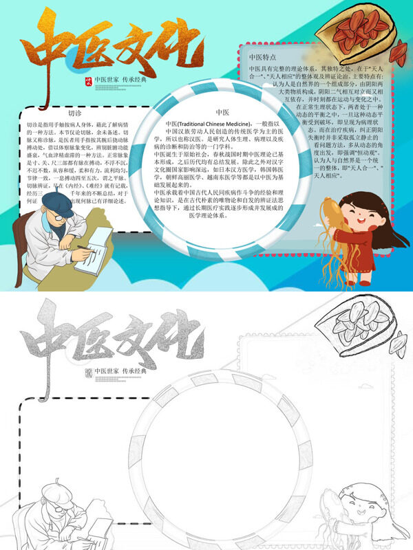 简约中医文化传统医学知识手抄报
