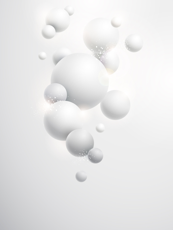 3D立体白色圆球矢量背景