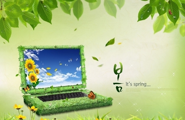 绿色电脑图片