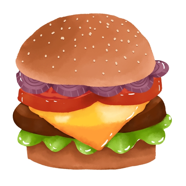 手绘美味快餐汉堡巨无霸设计