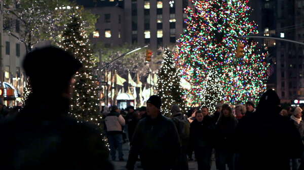 纽约市5股票视频的圣诞树灯