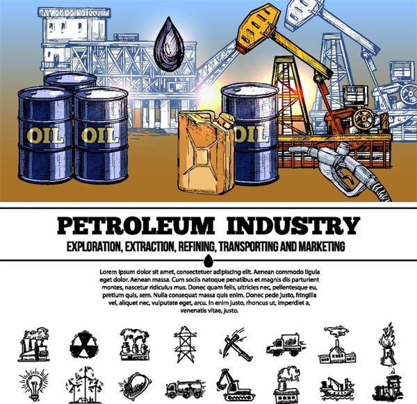 石油开采插画图片