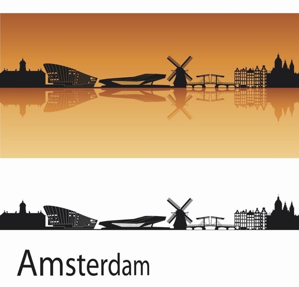 阿姆斯特丹城市剪影图片