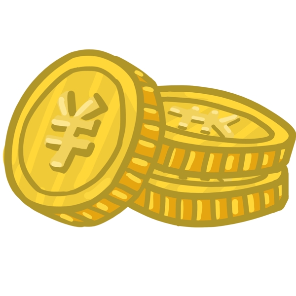 手绘金色货币插画