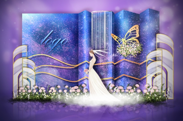 紫色梦幻铁艺展示区婚礼效果图
