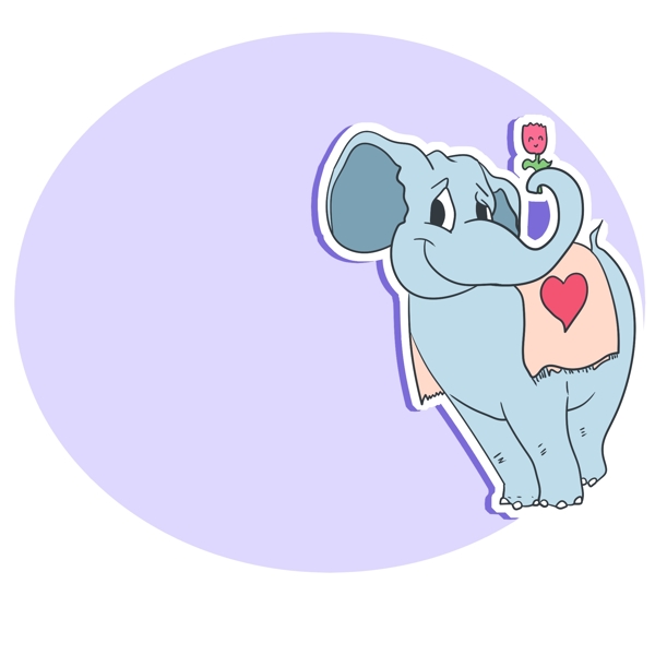 可爱大象边框插画