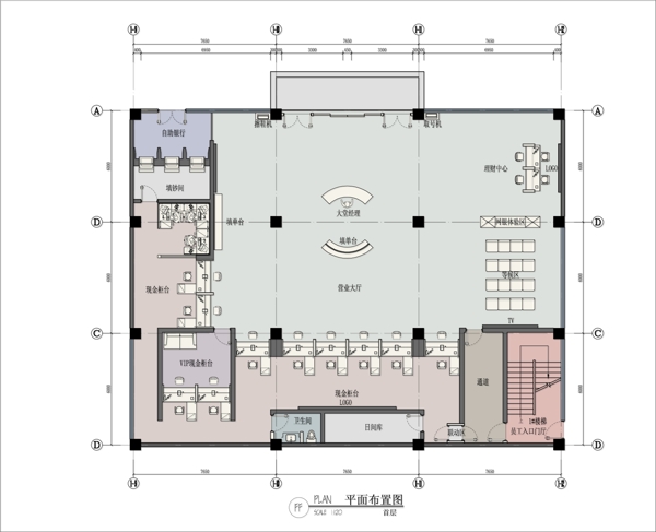 银行彩色平面布置图图片