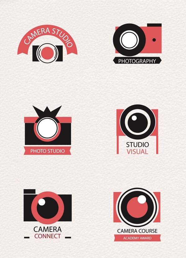 6款红色照相机标志矢量素材