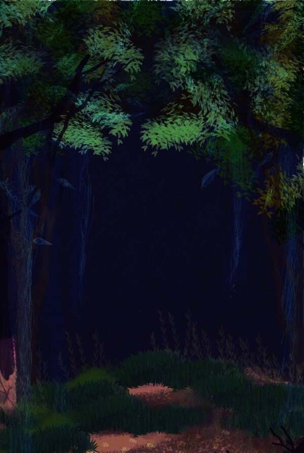 森林暗色调海报背景