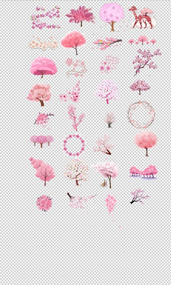 樱花树粉色梦幻樱花树花瓣素材