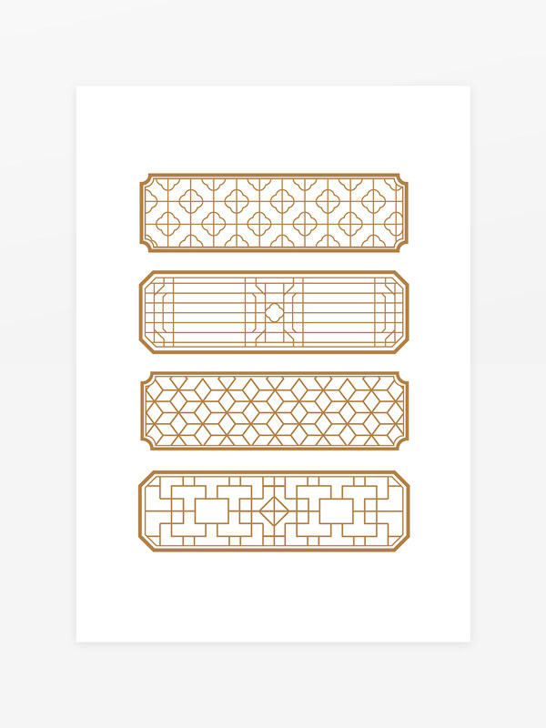 中式古典窗框屏风格子窗格边框纹理