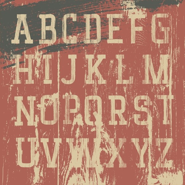 红色复古墨迹字母