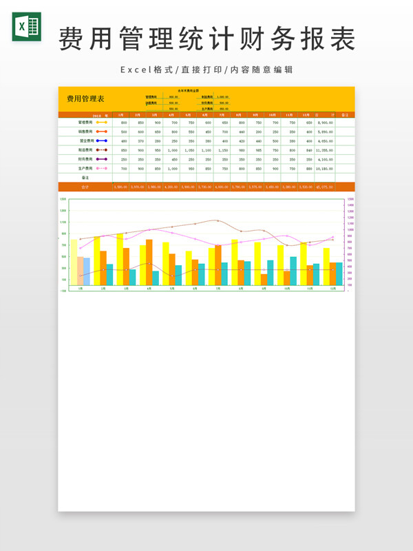 费用管理统计财务报表