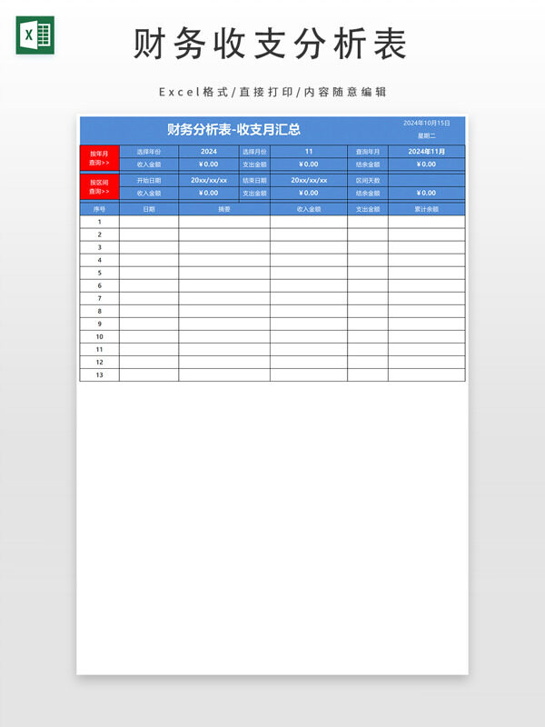 财务收支分析表