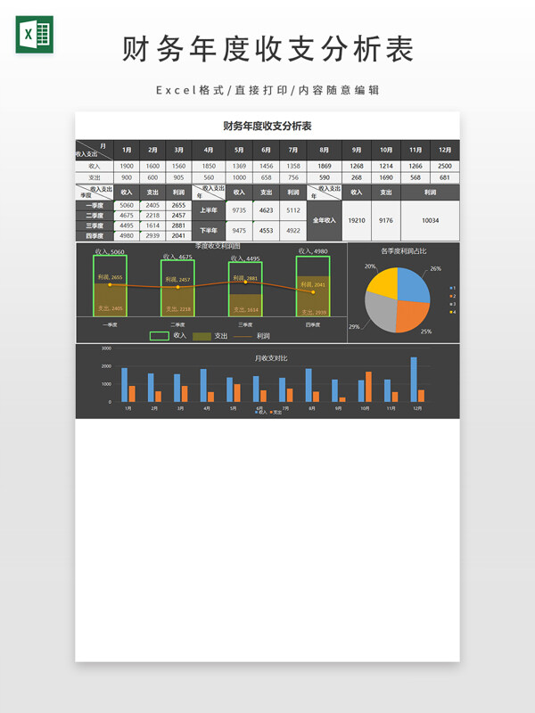 财务年度收支分析表