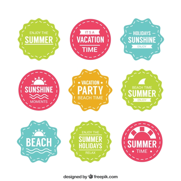 9款彩色夏季度假标签矢量